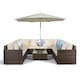 image 2 of Havana 10 Seat Rattan Sofa Conversation Set with Ice Bucket Coffee Table Brown | Ivory