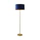 image 1 of ValueLights Charlie Gold Floor Lamp Navy Velvet Gold Inner Shade | Blue