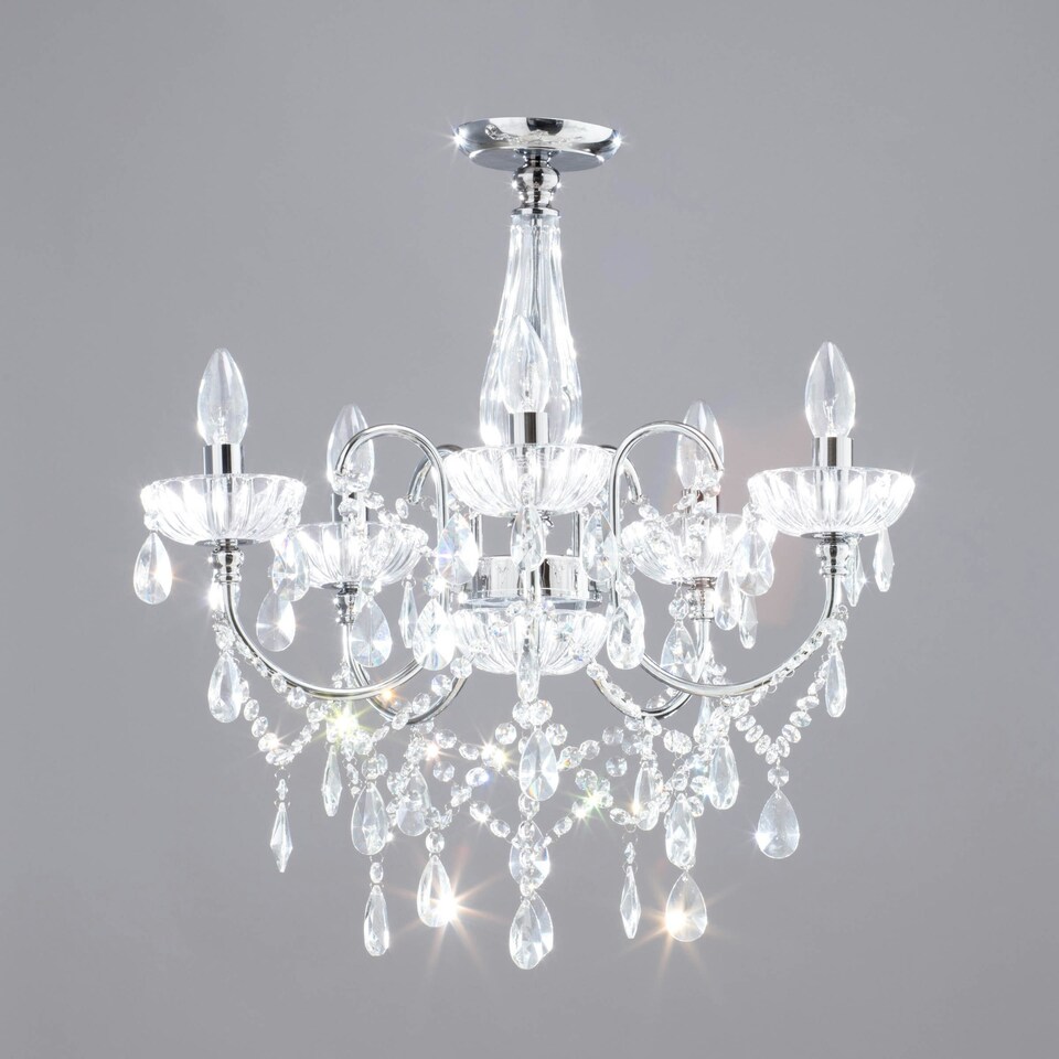 image 1 of BHS Edith 5 Light Flush Ceiling Light, Chrome
