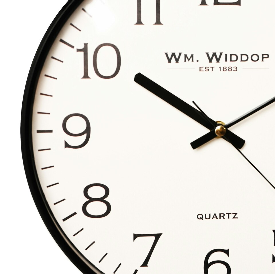 image 1 of Wm Widdop Slim Line Black Cased Wall Clock 30cm | Black