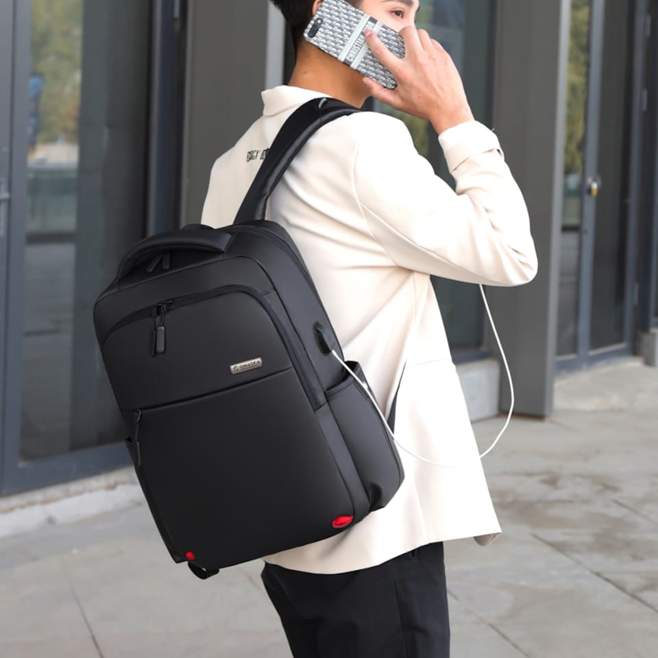 image 1 of Expandable Travel Backpack 15'' Laptop USB Charging Waterproof Bag