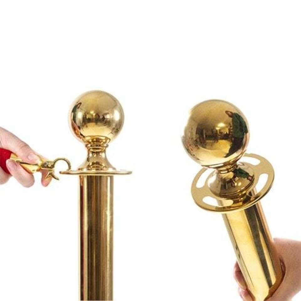 image 1 of 1 Prestige Brass Pole With 1 Red Braided Rope