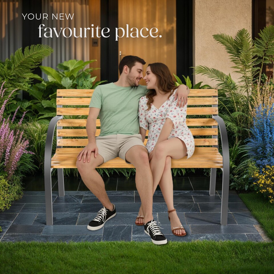 image 1 of Garden Bench Michaela - 2-seater, weatherproof, 119.5 x 62 x 83 cm | Brown | brown | 1