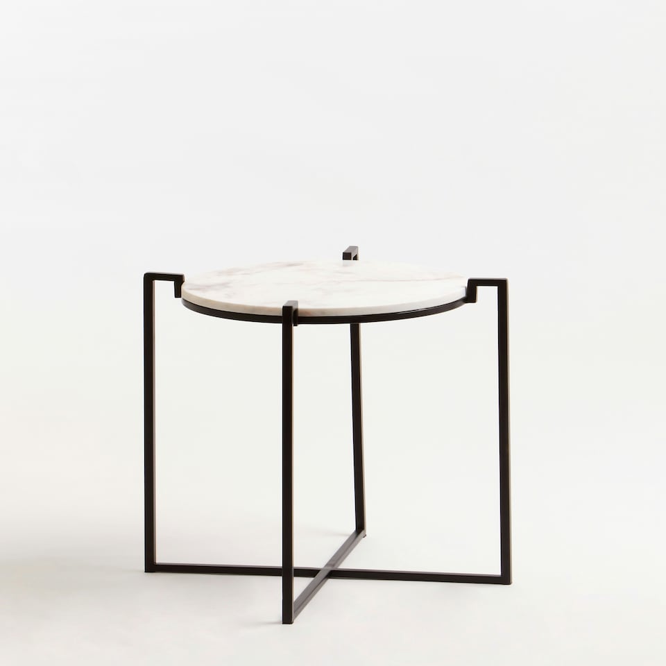 image 1 of Interiors by Premier Black Cross Legged Side Table, Compact And Lightweight Bedside Table, Elegant Design Small Lounge Table