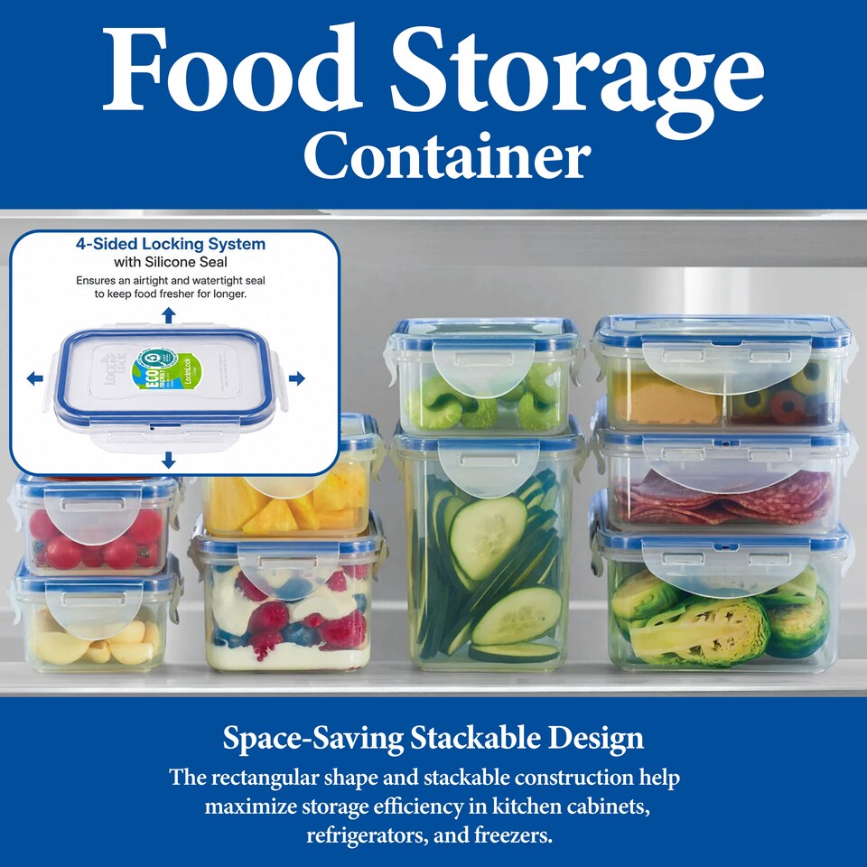 image 1 of LocknLock Classic Rectangular Food Storage Container Airtight BPA Free 350ml Pack of 3