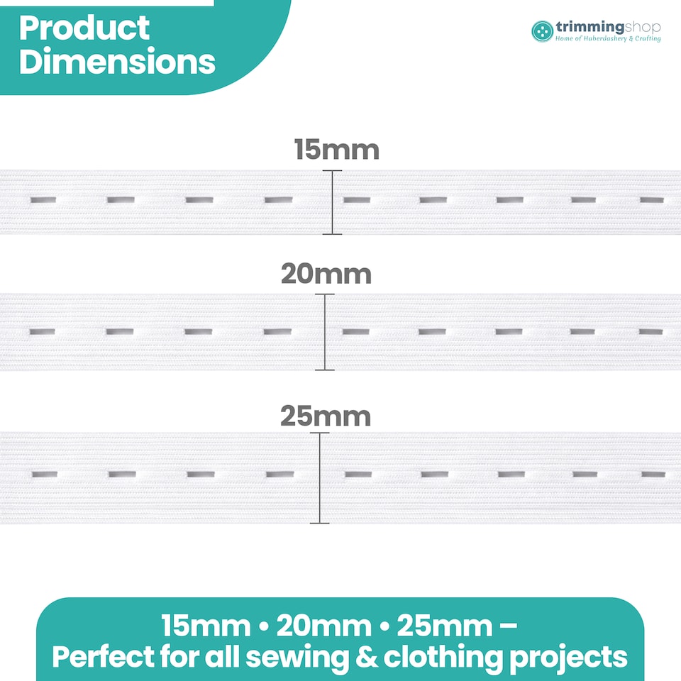 image 1 of 20mm Buttonhole Elastic, Soft Adjustable and Comfortable Design - 25M
