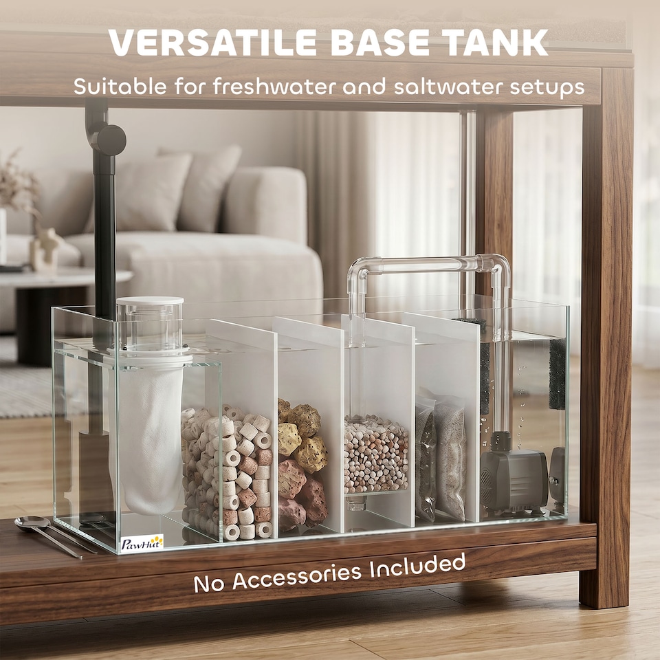 image 1 of PawHut 51L Fish Tank with Protective Base Mat 60 x 30 x 30 cm