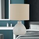 image 7 of First Choice Lighting Set of 2 Tuscan White Ceramic Lamps with Natural Linen Shade White | Brown