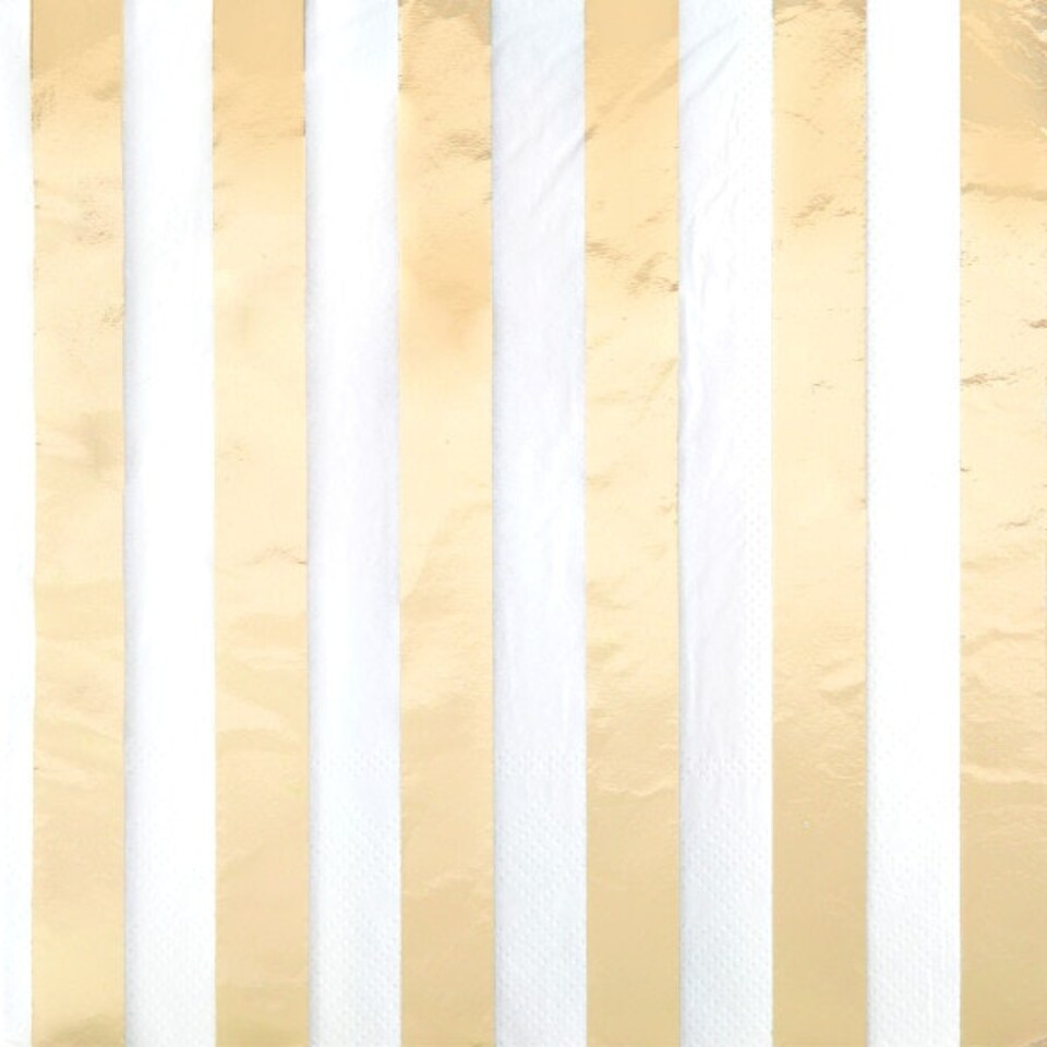 image 1 of Pack of 16 Gold Foil Stripes Stamped Luncheon Napkins