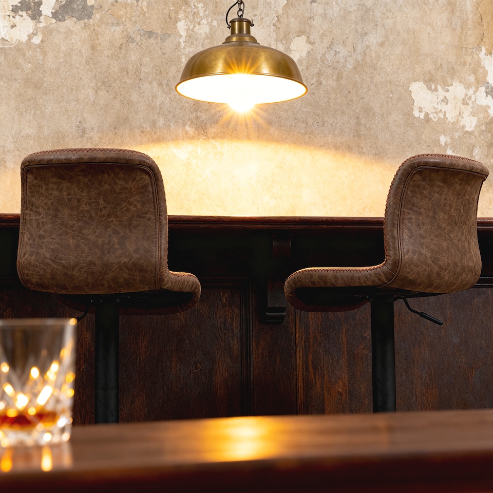 image 1 of HOMCOM Bar Stools Set of 2, Height Adjustable Barstools with Backrest and Footrest, PU Leather Upholstered Dining Stools for Kitchen, Counter, Breakfast Bar, Brown