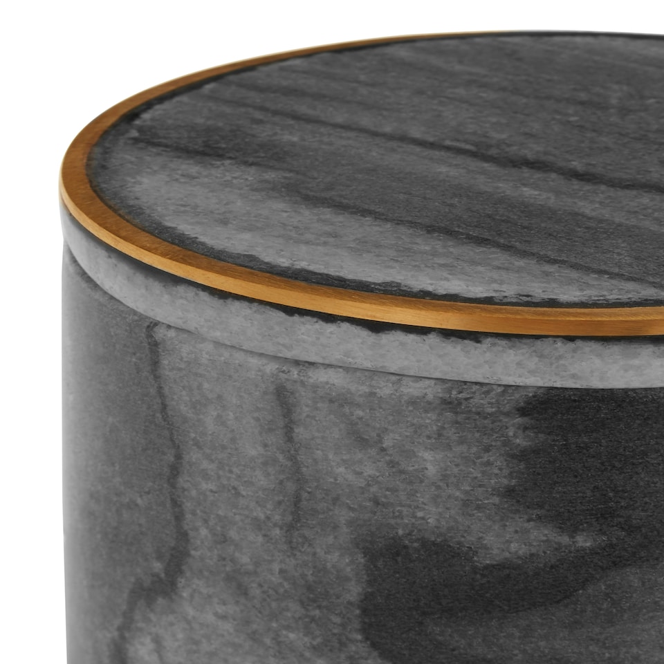 image 1 of Grey Marble Brass Storage Pot