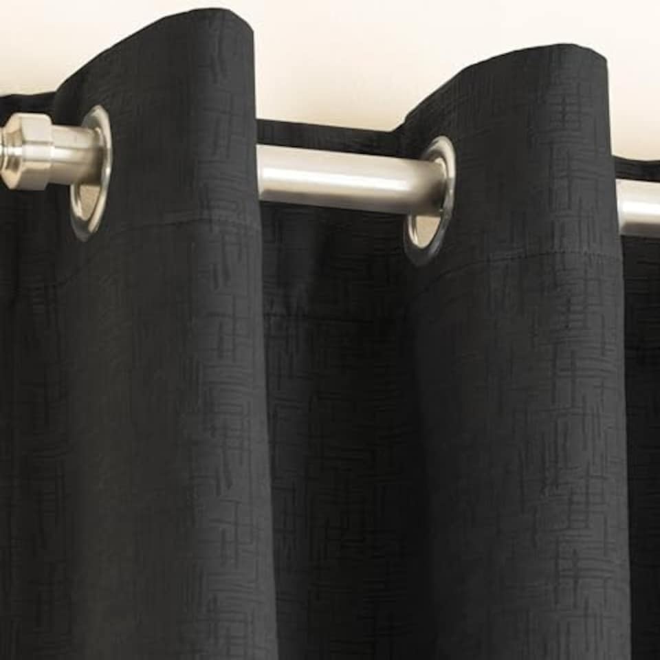 image 1 of Vogue Black Curtains 46 x 90 inch (117 x 229 cm) Room Darkening Eyelet Thermal Noise Reducing Curtains for Bedroom and Living Room