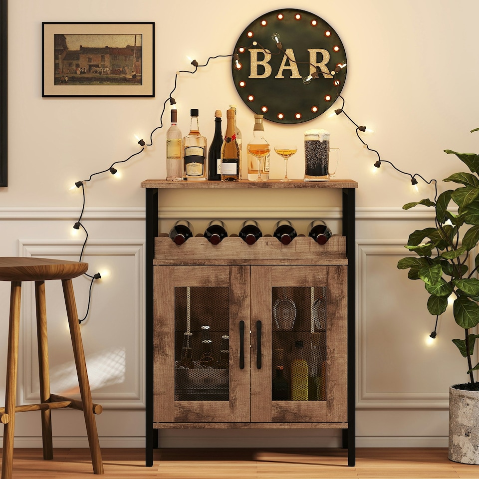 image 1 of COSTWAY Wine Cabinet Sideboard Kitchen Storage Cabinet N/A