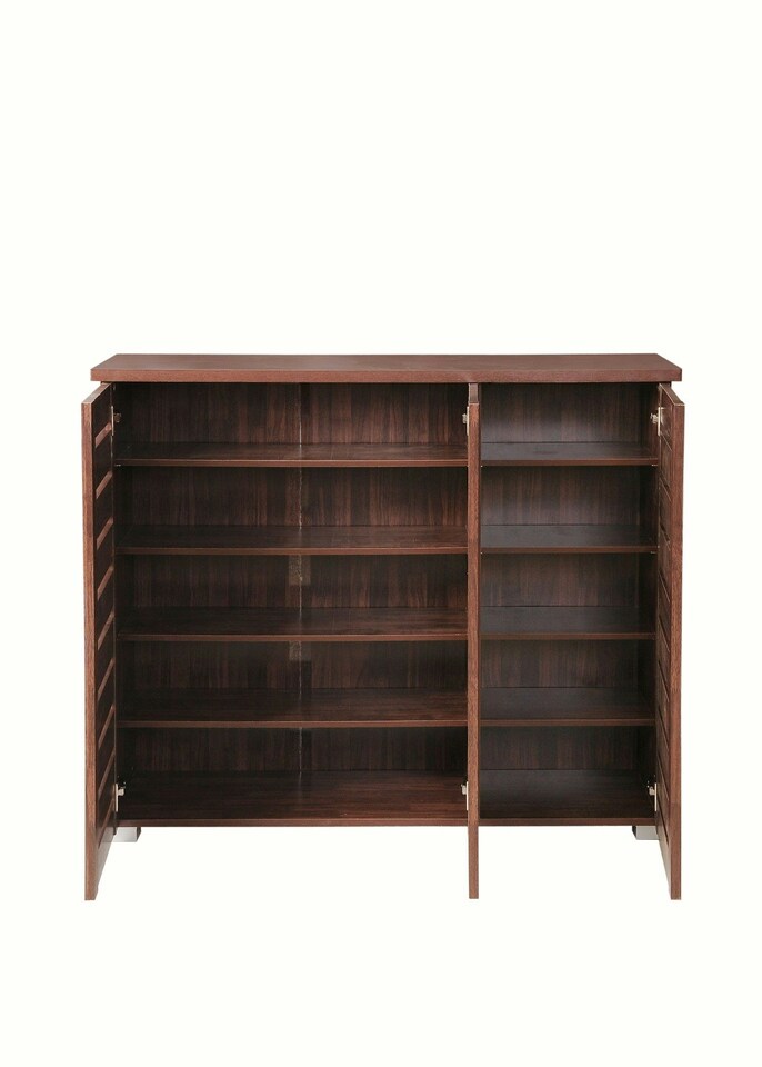 image 1 of Essentials 3 Door Shoe Cabinet Walnut Finish