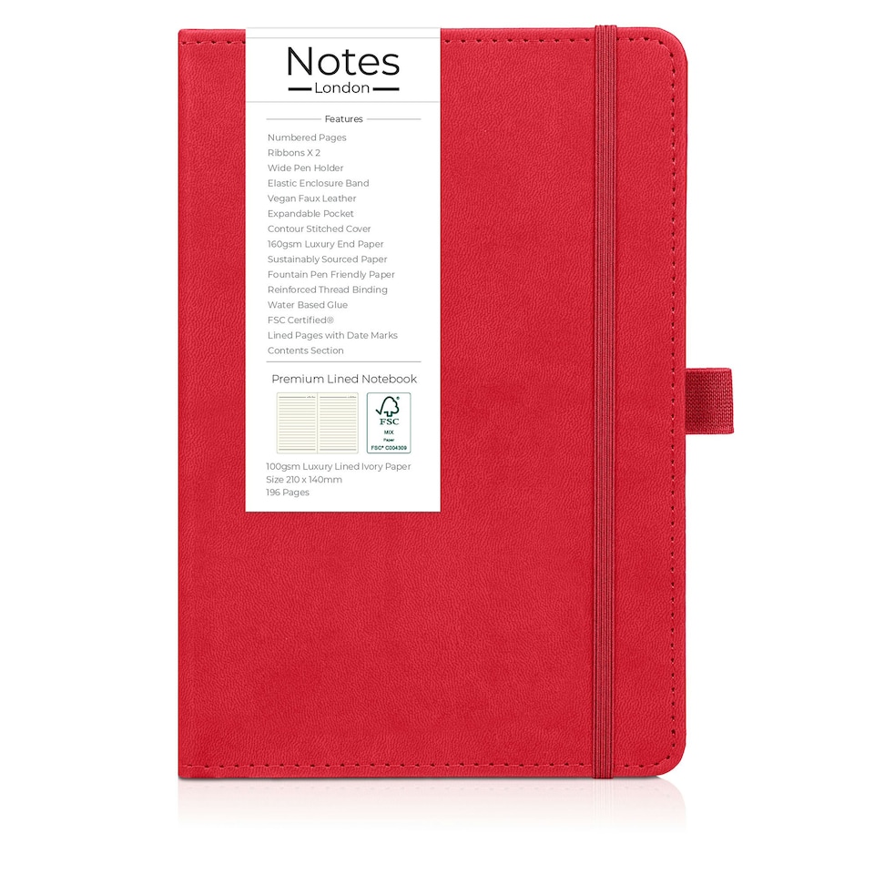 image 1 of Notes London A5 Italian Styled Moretti Notebook Red