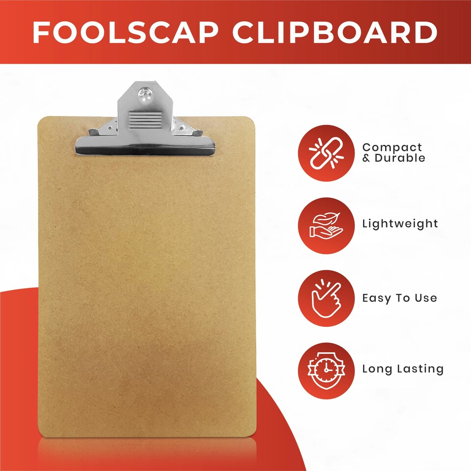 image 1 of Janrax Foolscap MDF Clipboard with Butterfly Clip (A4 Plus)