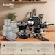 image 2 of Dinnerware Set for 6 People with Plates, Bowls, Utensils, Pots and Pans | Grey | grey/black | 39 pc | 1