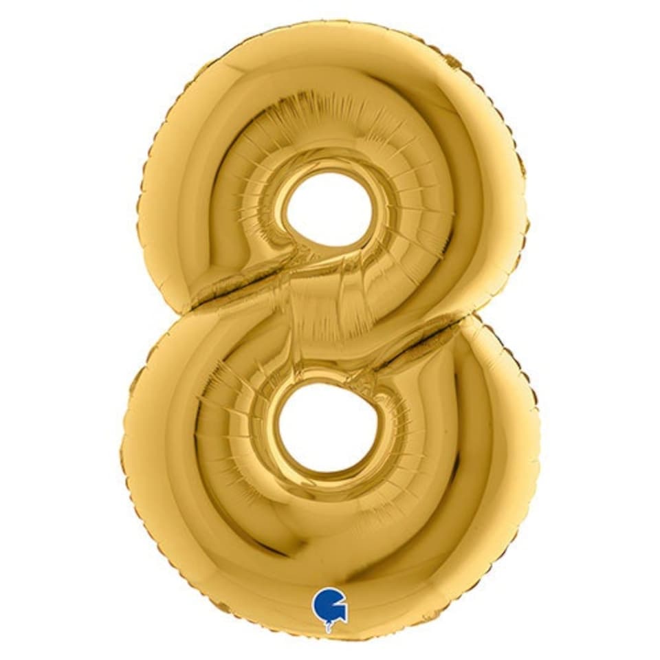 image 1 of Metallic Gold Number 8 Giant Foil Helium Balloon 102cm / 40 in