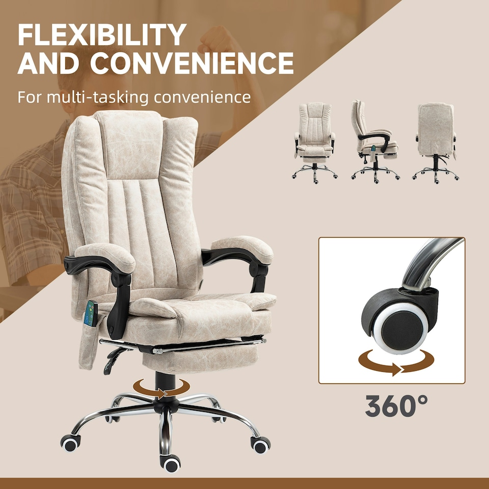 image 1 of Vinsetto 6-Point Vibrating Heat Massage Chair w/ Microfibre Charcoal Grey