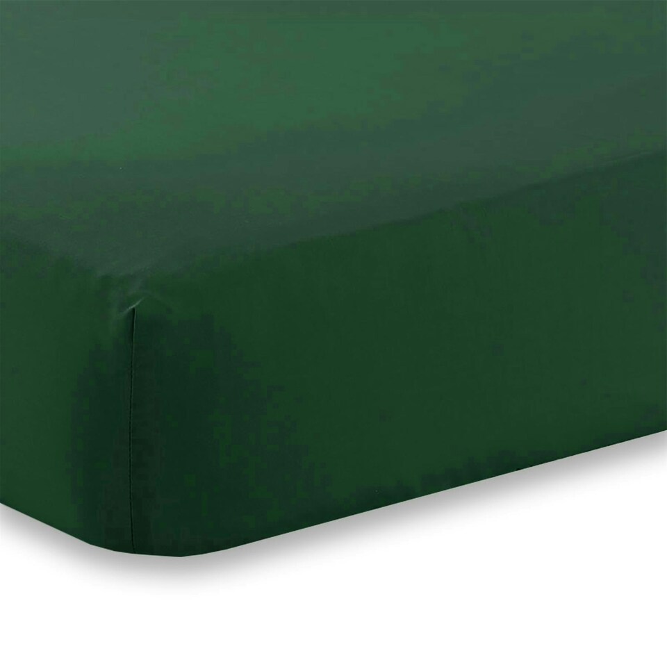 image 1 of Percale Extra Deep 16" Fitted Sheet - Bottle Green - Double Green | Double