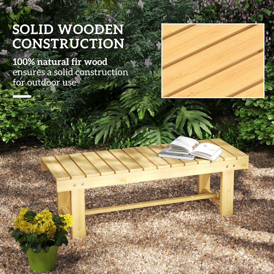 image 1 of Outsunny 1.1M Outdoor Garden Bench Patio Loveseat Fir Wood 2 Person