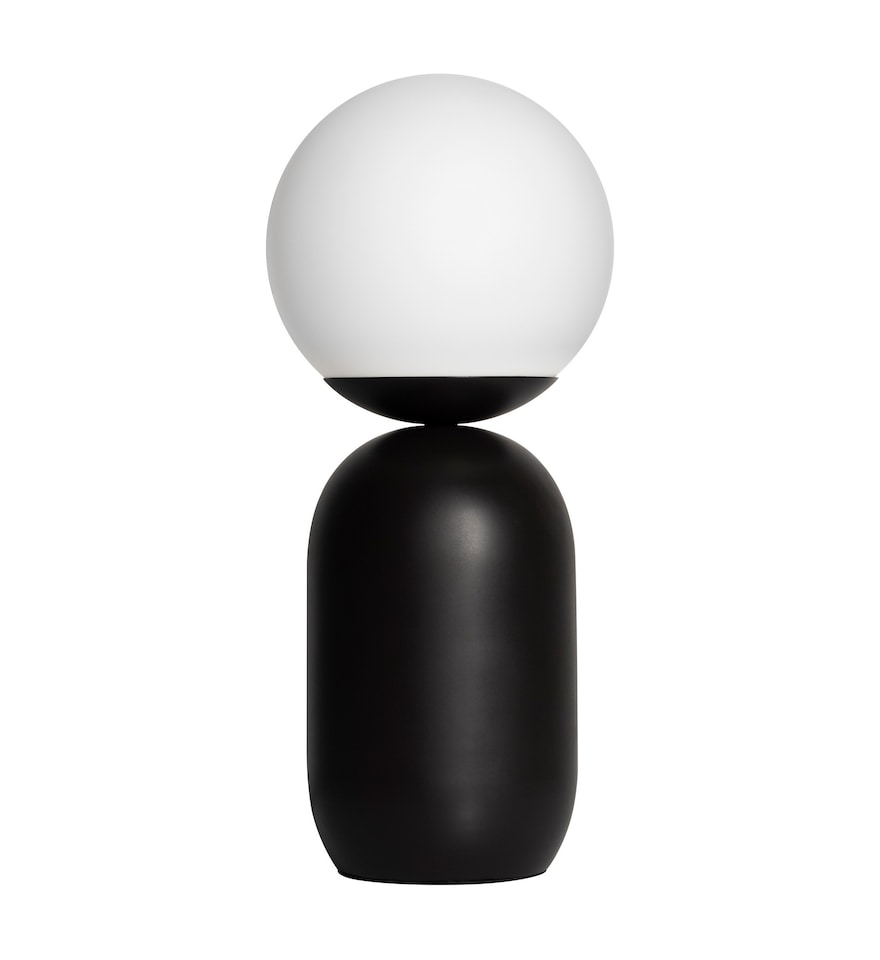 image 1 of Nordlux Notti Indoor Table Lamp Black Metal E14 Hand Blown Glass - Mains Powered, IP20 | Black | Mocha