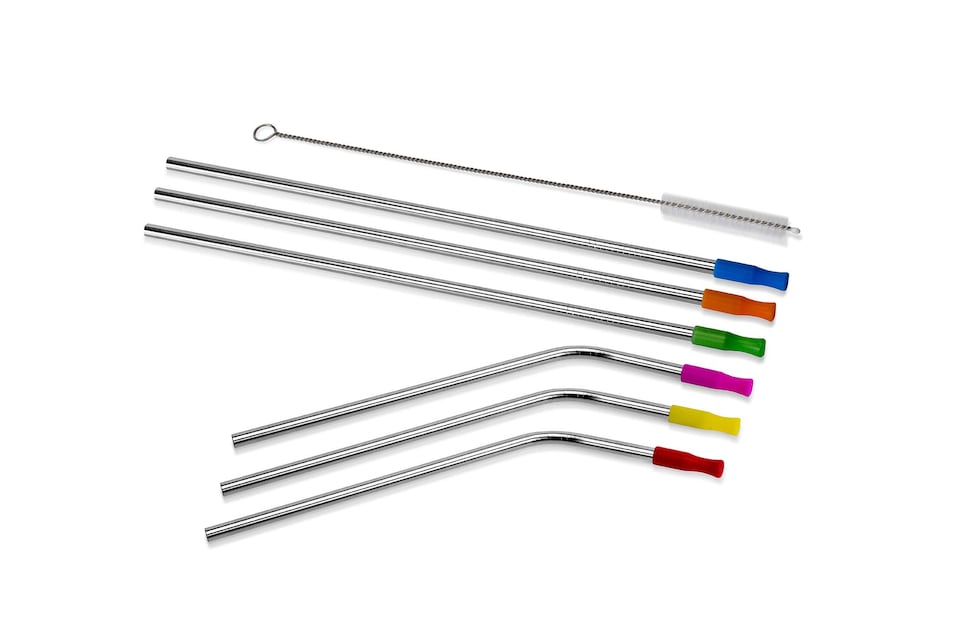 CellarDine Metal Straws with Silicone Tops