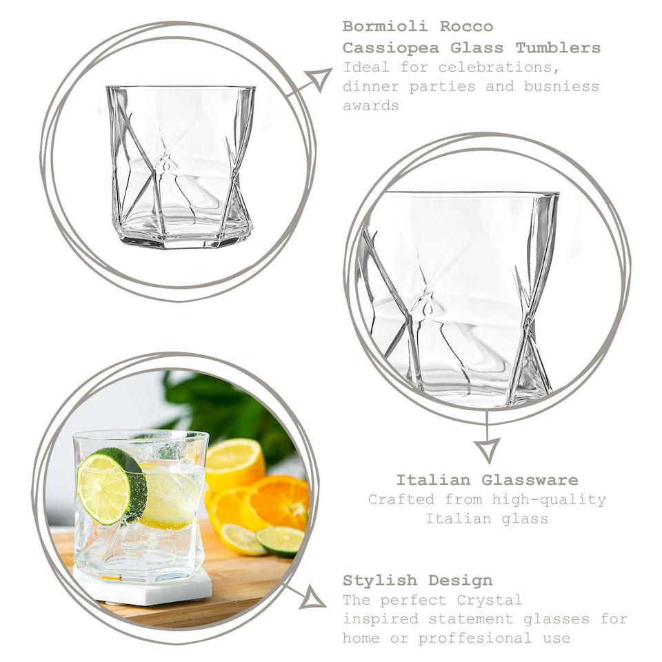 image 1 of Bormioli Rocco Cassiopea Whisky Glasses - 330ml - Clear - Pack of 6 Clear
