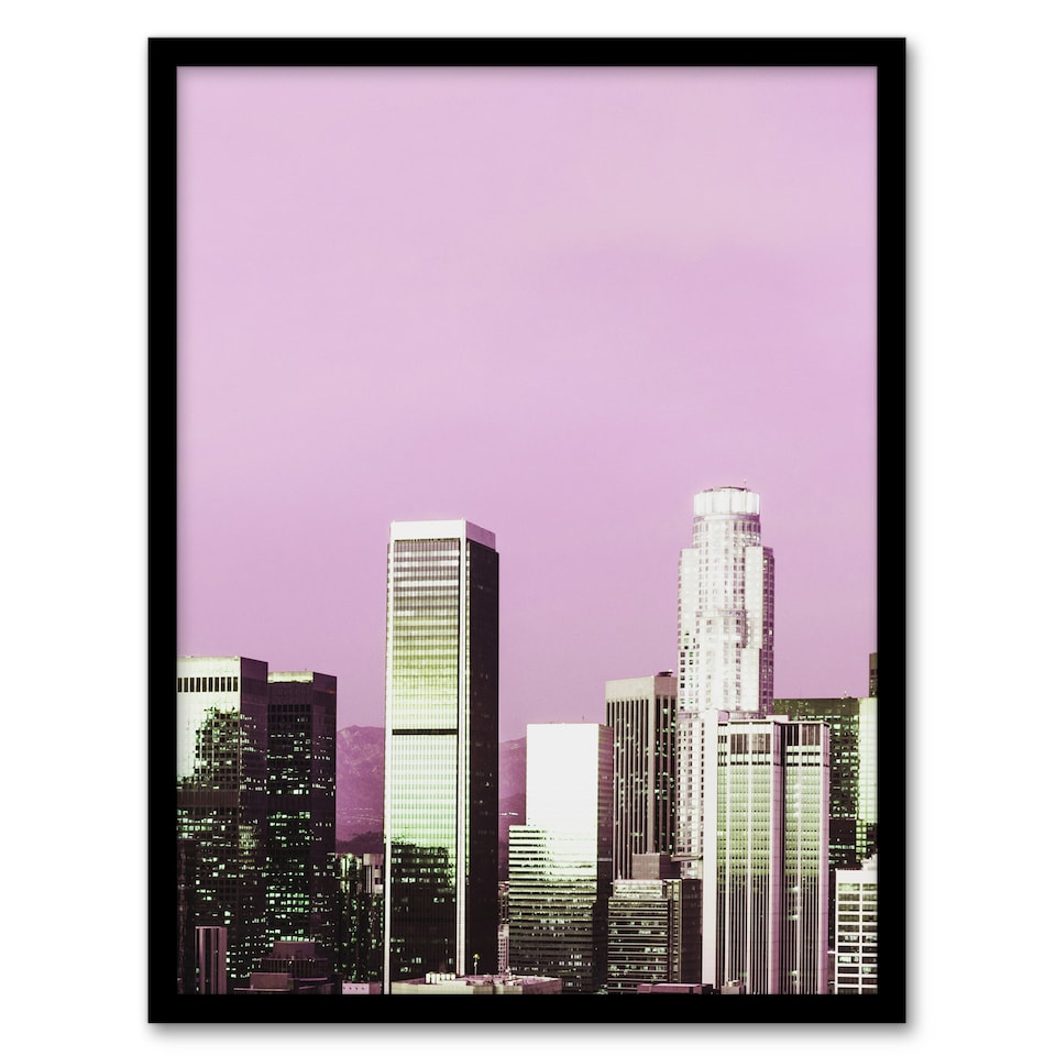 image 1 of Carol M Highsmith Los Angeles Pink Skyline Photograph Framed Wall Art Print A3