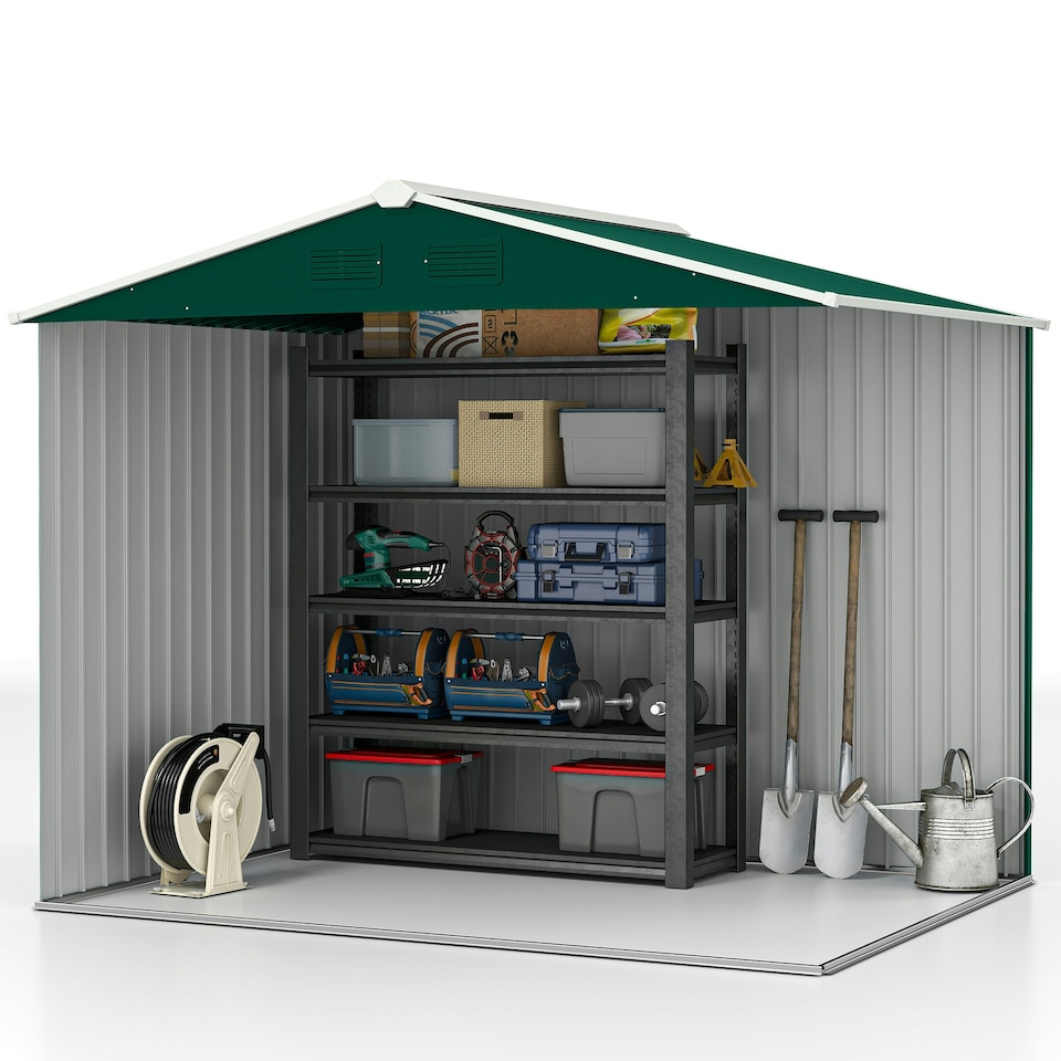 image 1 of Outsunny 8 x 6ft Garden Storage Shed with Double Sliding Door Outdoor Green