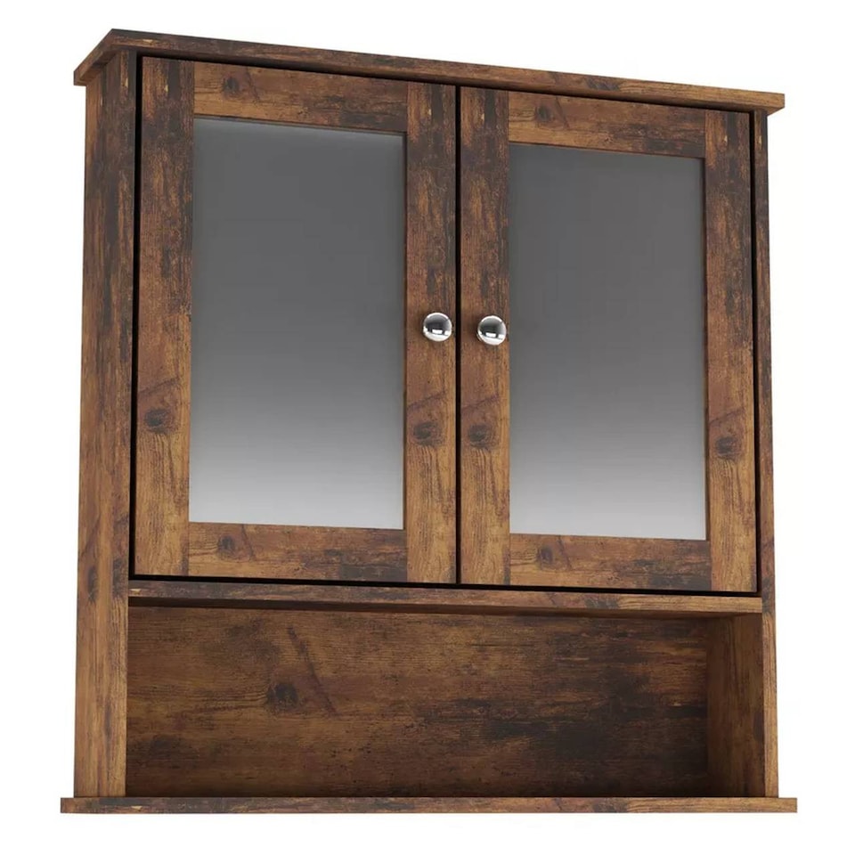 image 1 of Wall Mirror Cabinet | Brown | 64 x 12 x 34 | 1