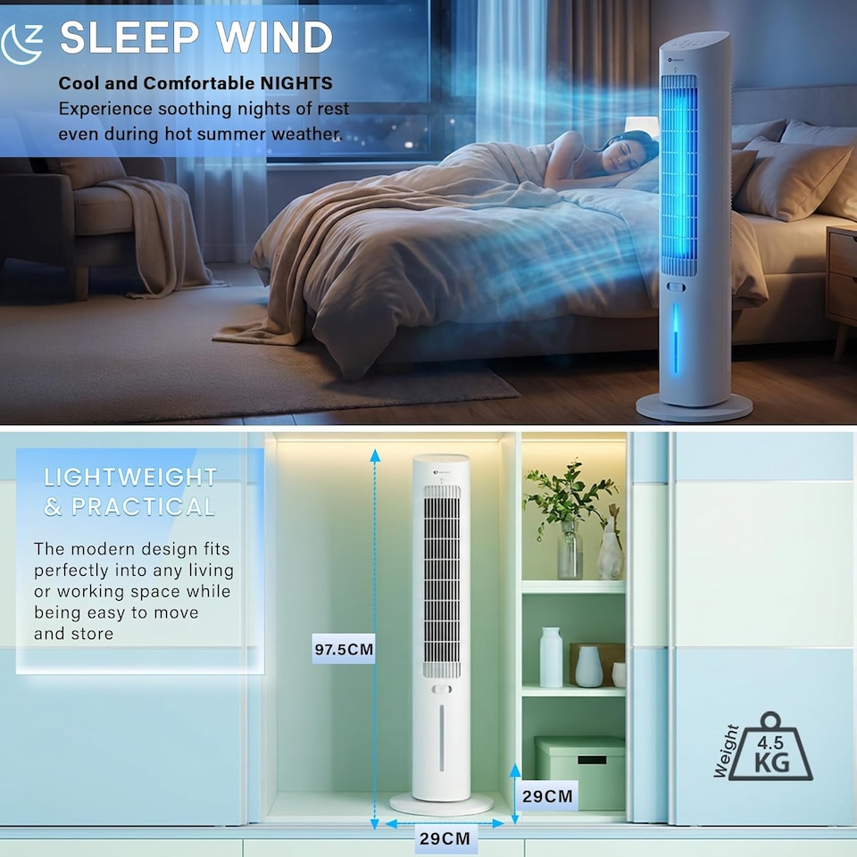 image 1 of Air Cooler | 3L Portable Evaporative Air Cooler | Ice Packs & Remote | white