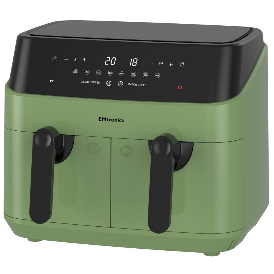 image 1 of EMtronics 9 Litre Digital Double Basket Air Fryer - Sage Green