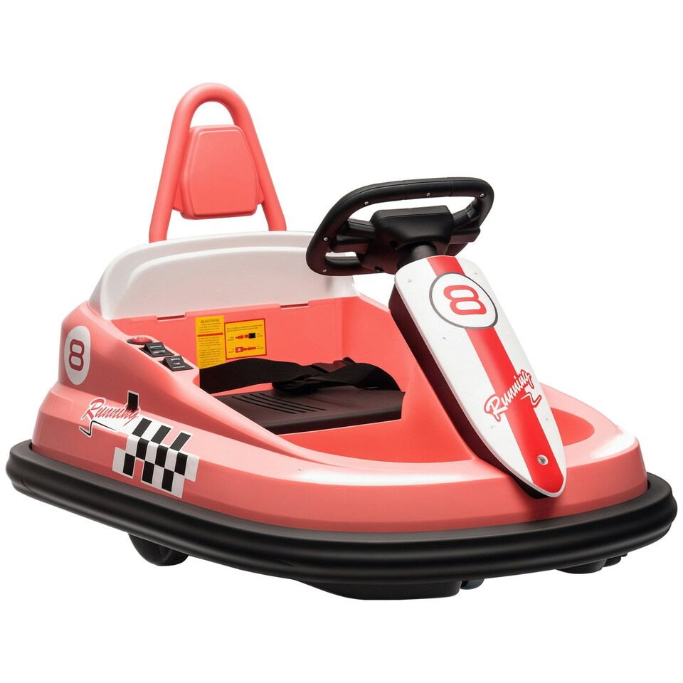 image 1 of HOMCOM 6V Kids Bumper Car, 360° Rotation Waltz Car w/ 2 Speeds - Pink