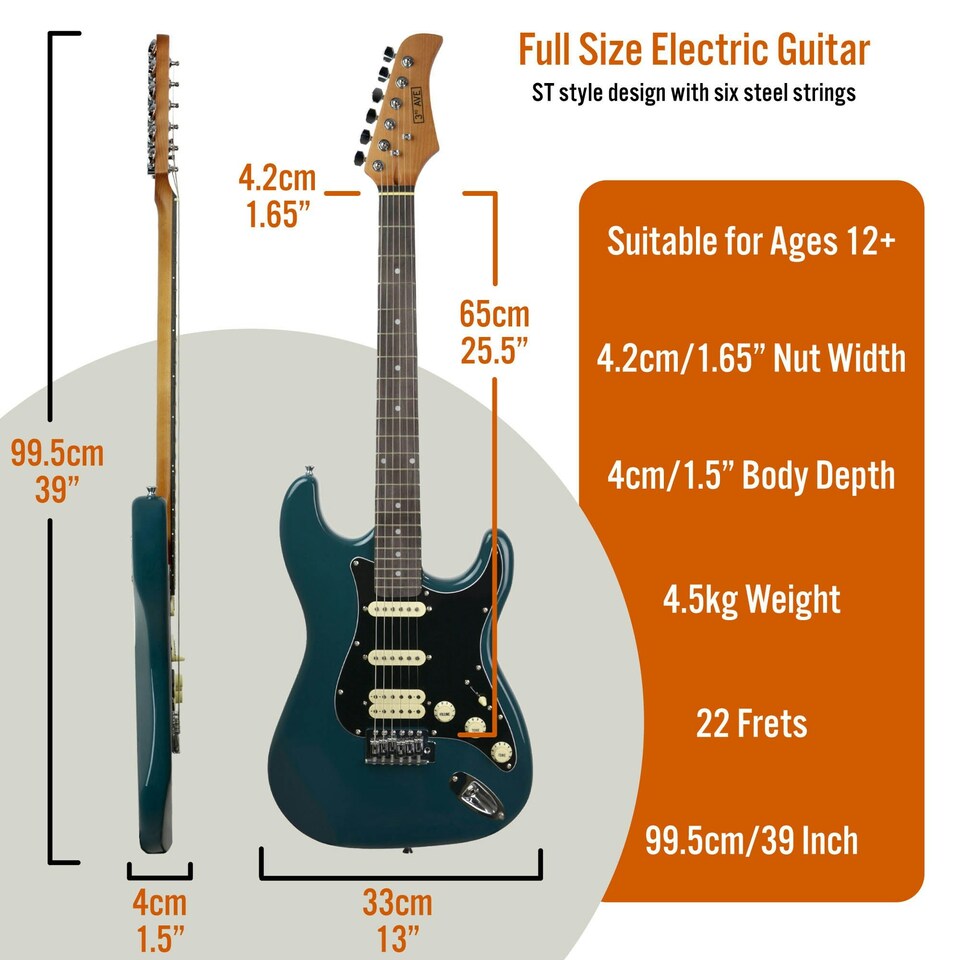 image 1 of 3rd Avenue Electric Guitar in Delta Blue Stateside Series Blue