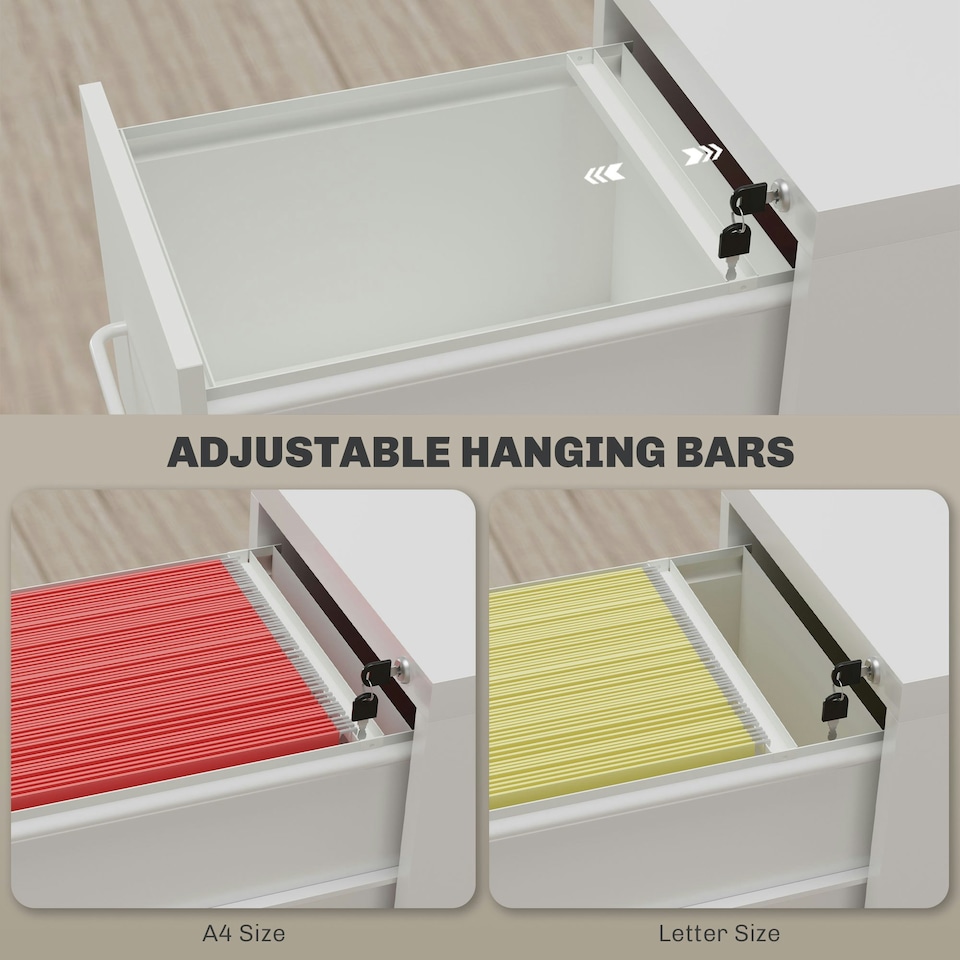 image 1 of HOMCOM 2 Drawer Filing Cabinet Steel File Cabinet for A4 Letter Size Cream