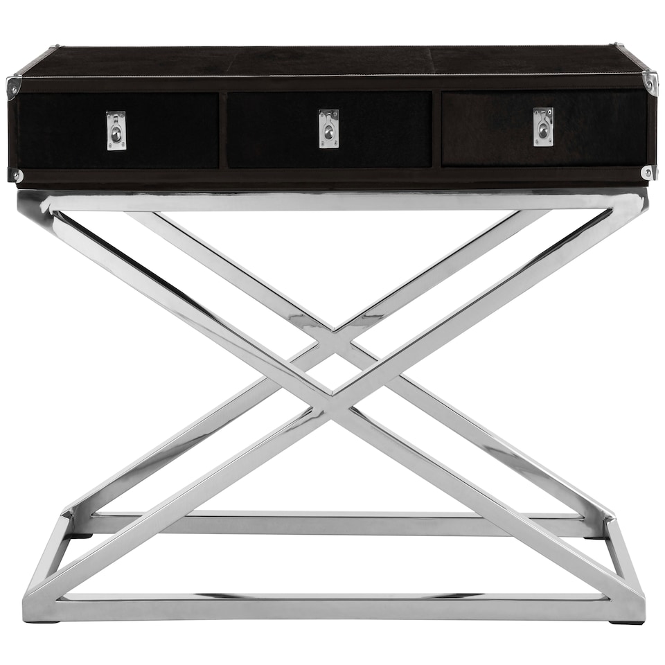 image 1 of Kensington Townhouse Hair On Hide 3 Drawer Console Table Black