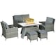 image 1 of Outsunny Rattan Garden Furniture Sofa Set Armchairs Fire Pit Table