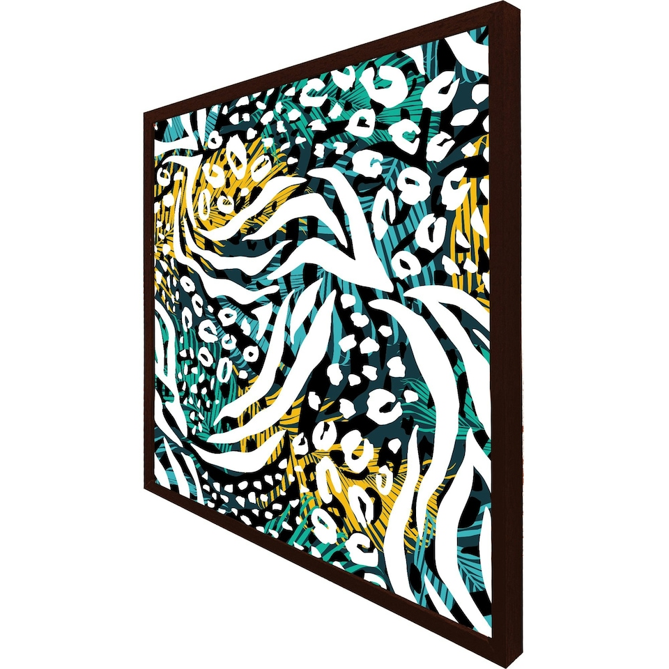 image 1 of Tropical leaves & animal print (Picture Frame) Grey | M