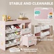 image 4 of AIYAPLAY Kids Toy Storage Unit, Children Toy Box Organiser with 11 Fabric Bins, Cabinet, Top Shelves, 3 Stickers, Kids Storage Unit Bookshelf for Nursery, Playroom, Kindergarten | Pink