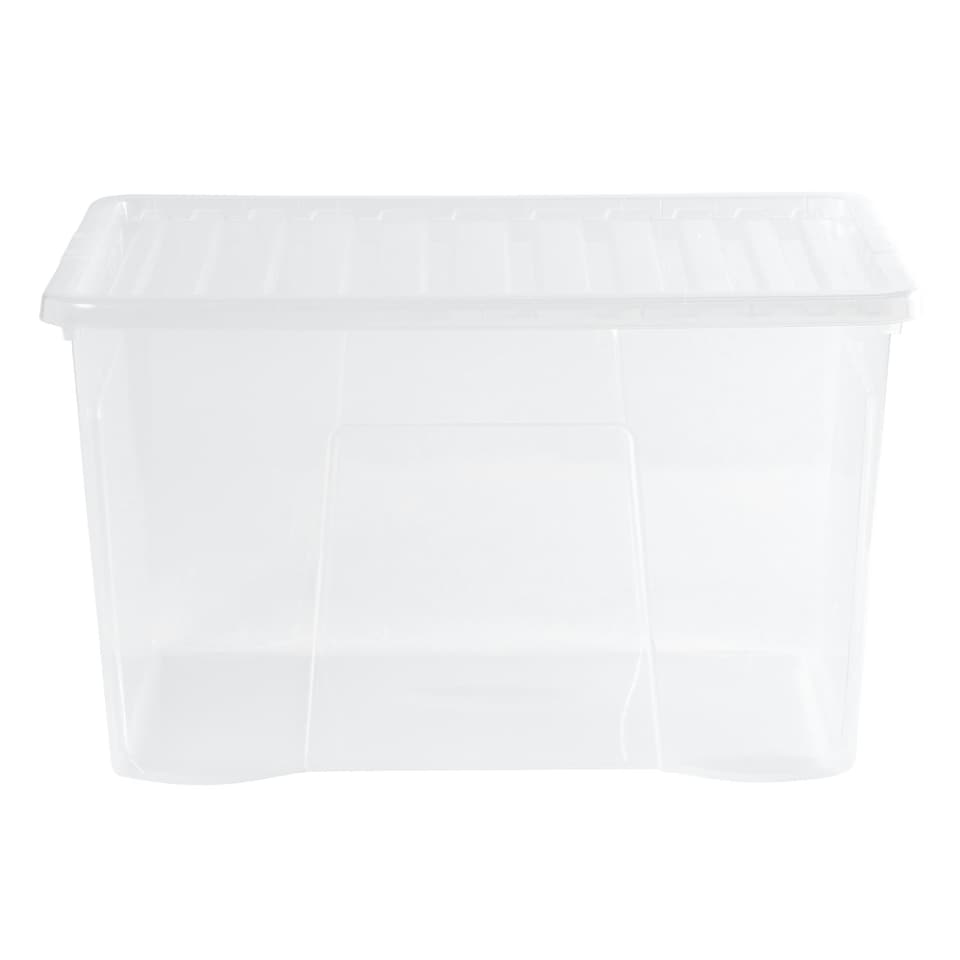 image 1 of Wham Crystal 4 x 102L Stackable Plastic Storage Boxes with Lids Clear Clear