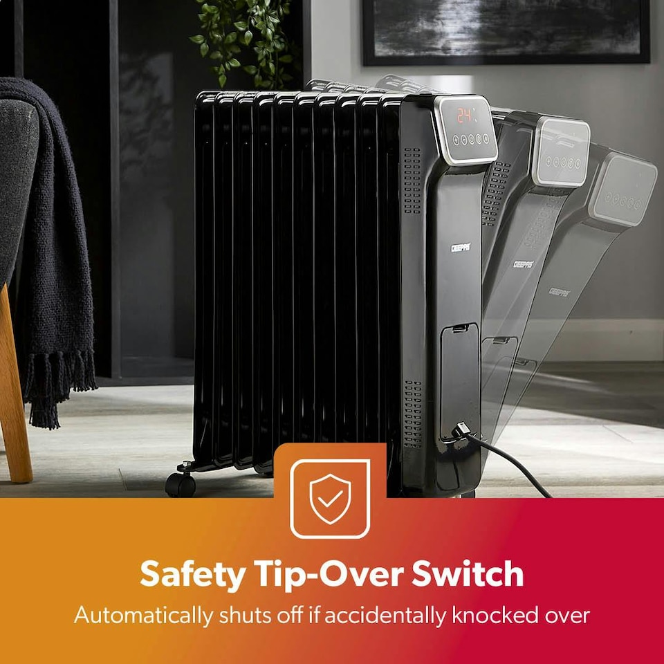 image 1 of GEEPAS Digital Oil Filled Radiator Heater 2500W, 11 Fin