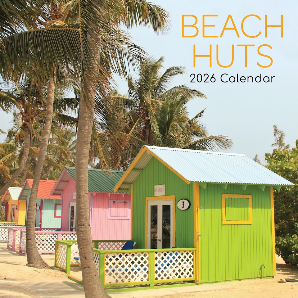 Beach Huts 2026 Wall Calendar, Gift