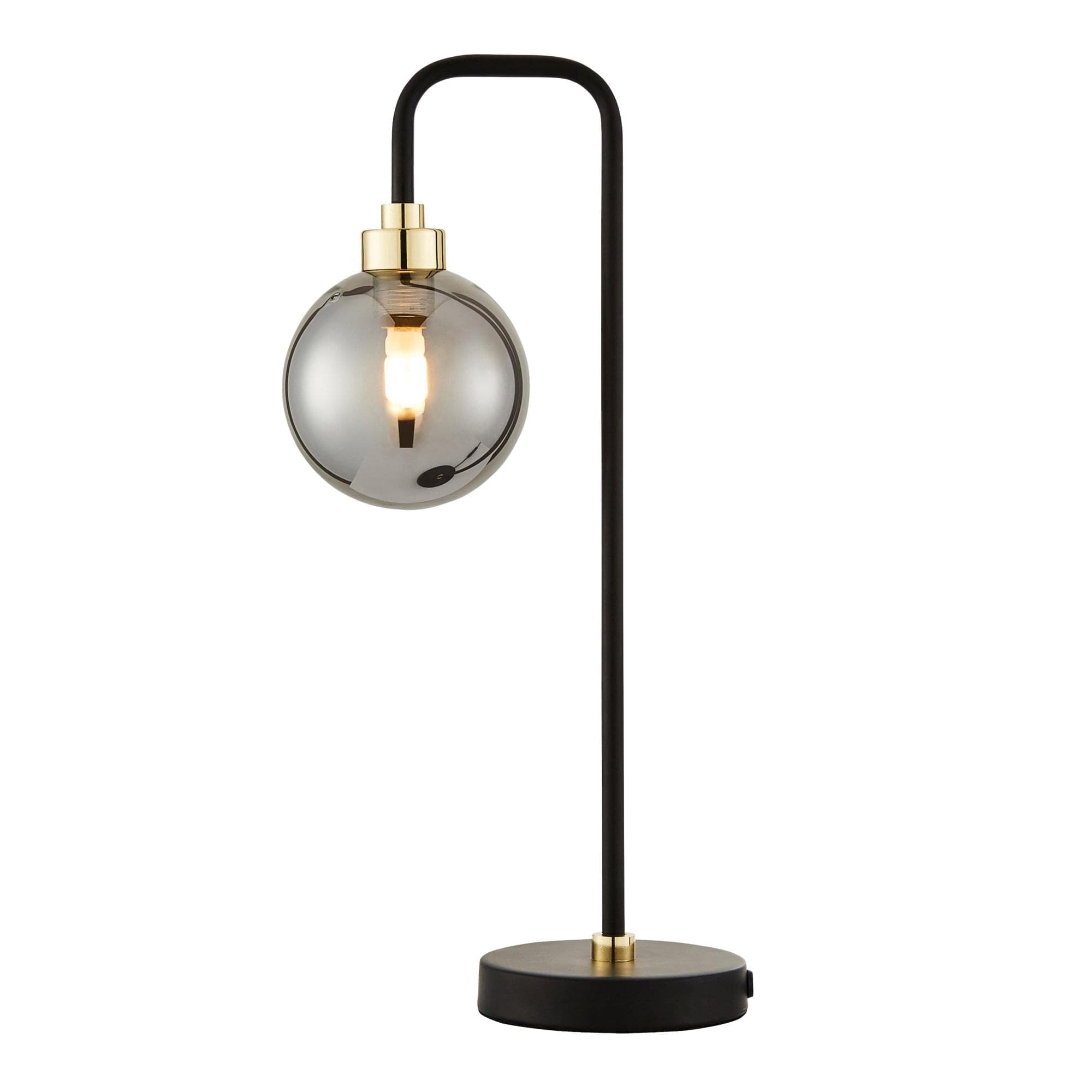 Matt Black and Smoked Glass Table Light Black Grey Medium 1