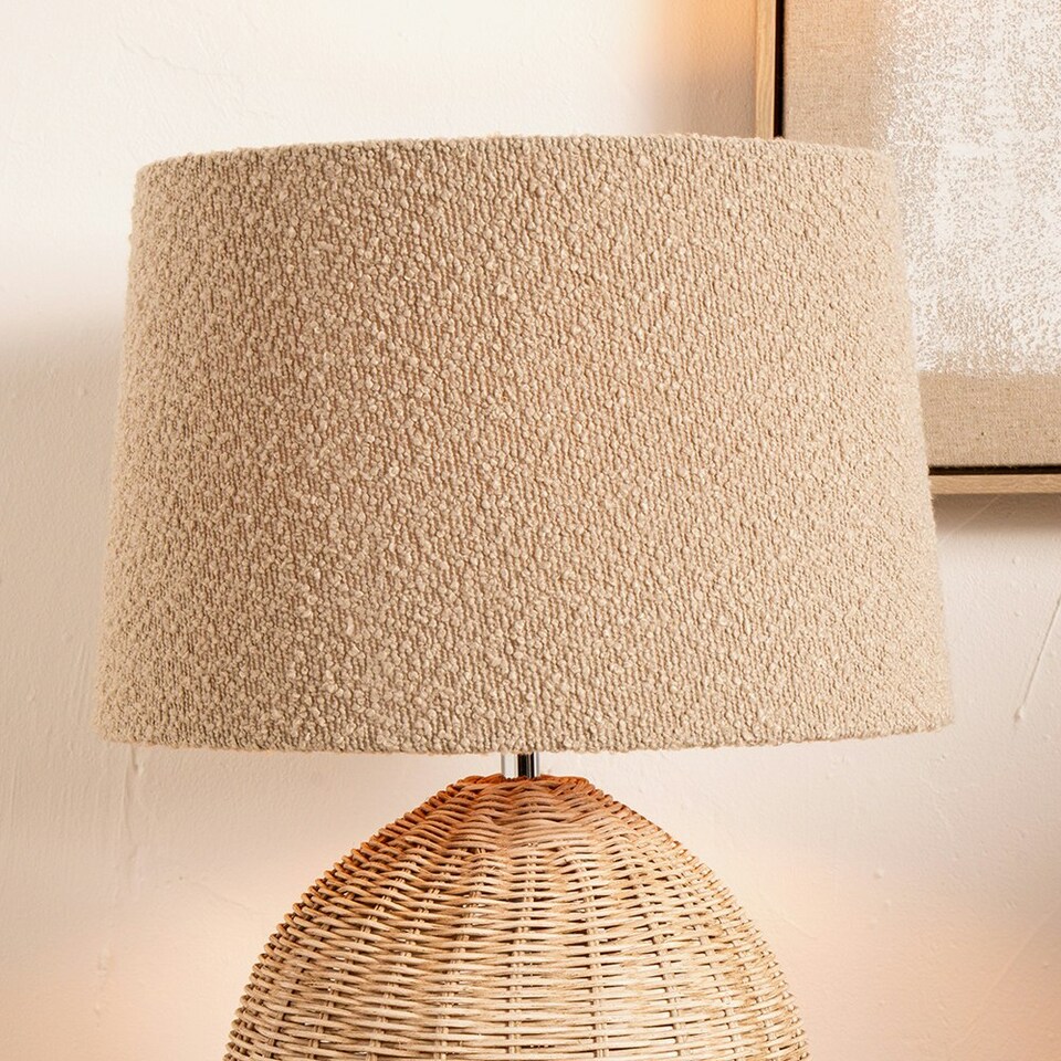 image 1 of 30cm Taupe Boucle Tapered Lampshade Cream