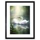 image 1 of Elegant Love Heart Swans Love Romance 9x7" Black Framed Wall Art Print