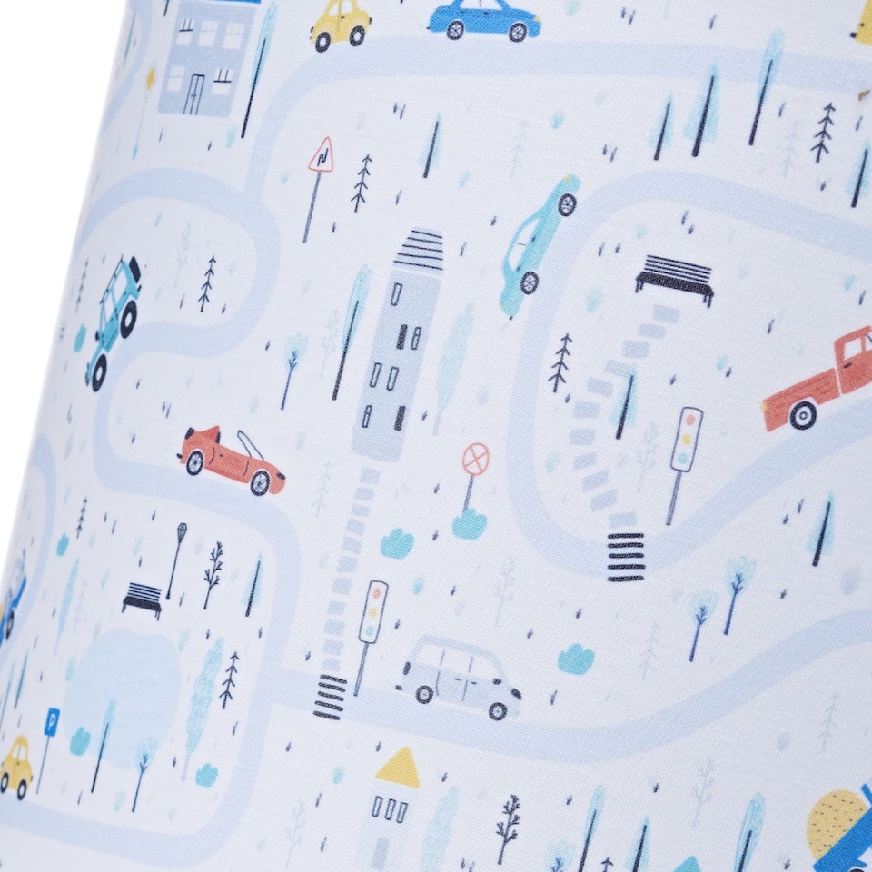 image 1 of Children's Play Village Lamp Shade - Town City Car Roads Map with Cars & Trucks | Multi | Multi-Colour | 1