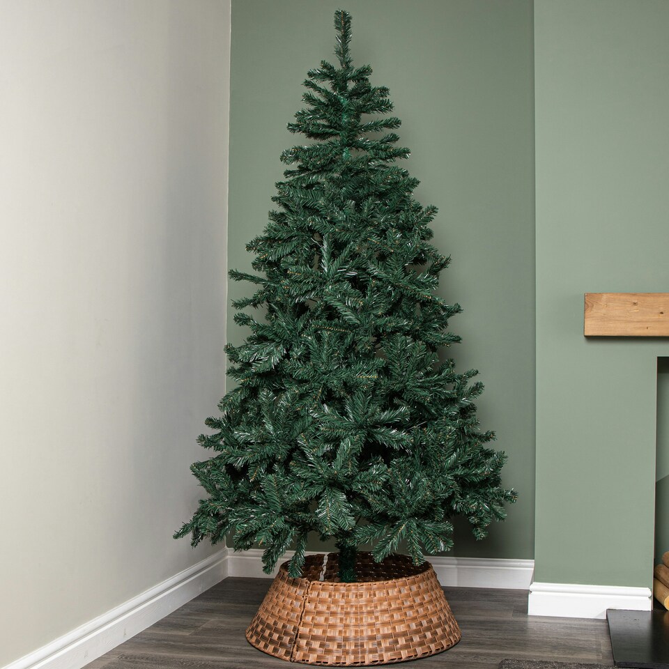 image 1 of 48/70cm Samuel Alexander Large KD Plastic Wicker Rattan Woven Christmas Tree Skirt in Brown