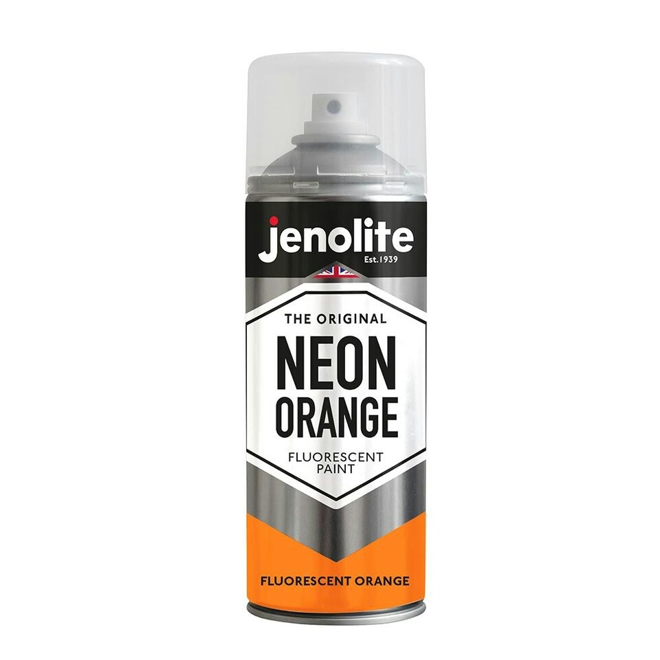 image 1 of Jenolite Fluorescent Multi-Surface Paint - Neon Orange - 400ml Spray Can - 2-Pack