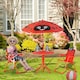 image 2 of Outsunny Kids Folding Picnic Table Chair Set Ladybug Pattern Outdoor w Parasol